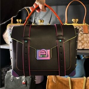 NWT Michael Kors Black/Neon Manhattan satchel bag